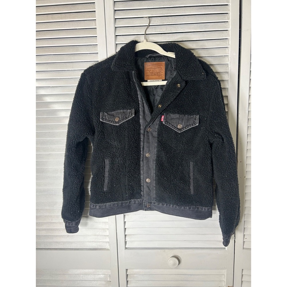 Levis Black Sherpa Style Jacket Size XS